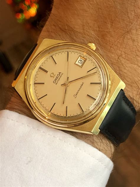 omega rectangular gold watch|omega seamaster vintage 1970.